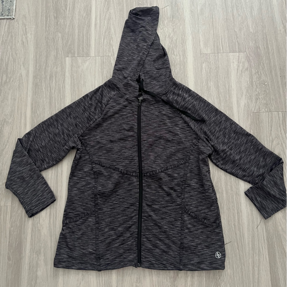 Adrienne Vittadini Dark Gray Zip-Up Sweater 1x